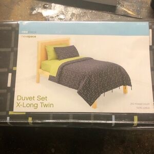 Twin X-Long Duvet Set in Charcoal and Lime
